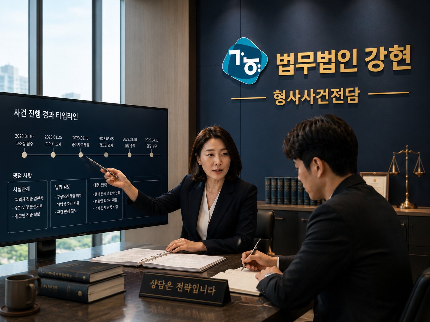 형사사건 초기상담과 사건기록 검토 장면